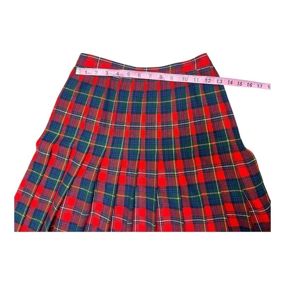 Vintage Pendleton Wool Plaid Skirt Size 10 Petite Red Tartan Pleated USA Holiday - Picture 5 of 7